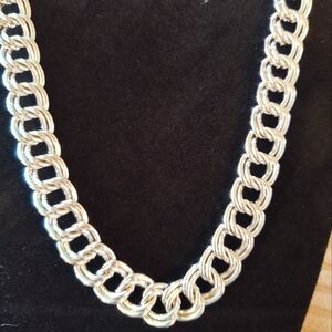 Bold Silver Double Curb Chain Necklace